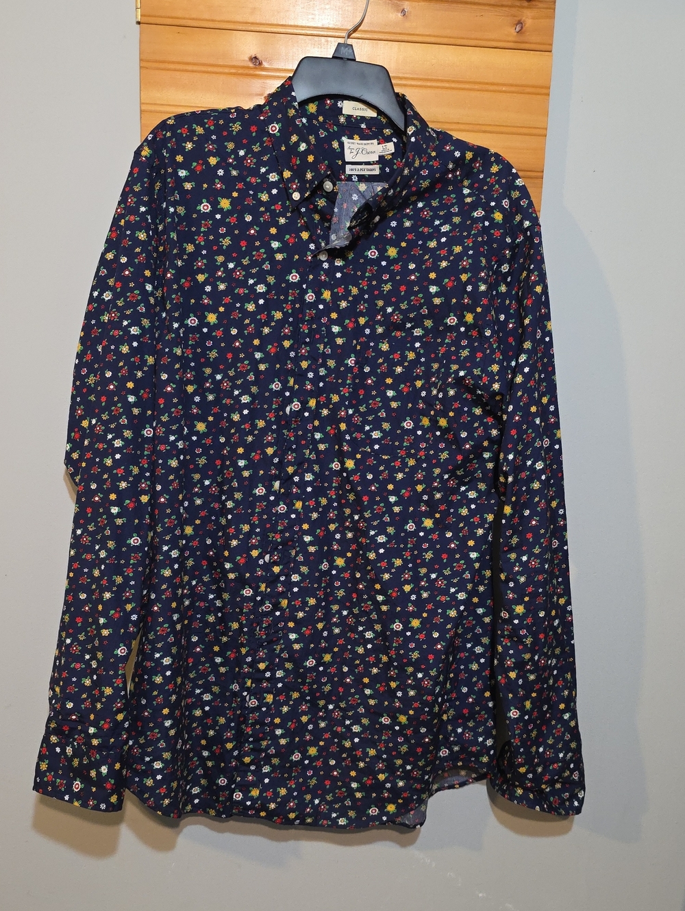 J.Crew Secret Wash Shirting Navy Ditsy Floral Button Down LT Classic Fit